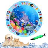 YumSur Sensor Water Playmat, Thickened Water Sensor Play Mat for Cats Dog, Thickened Sensory Water Play Mat for Cats with Fish for Pet Play, Cat Dog Water Sensor Pad Water Playmat with Toy